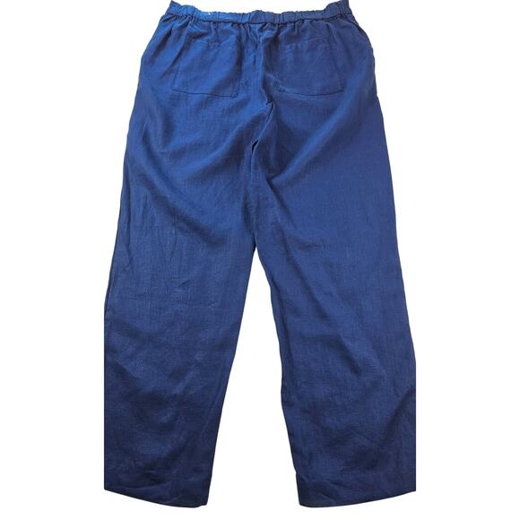 Chicos 2 (12) pull on 100% linen pants blue EUC casual wide leg pockets comfort - Picture 1 of 9